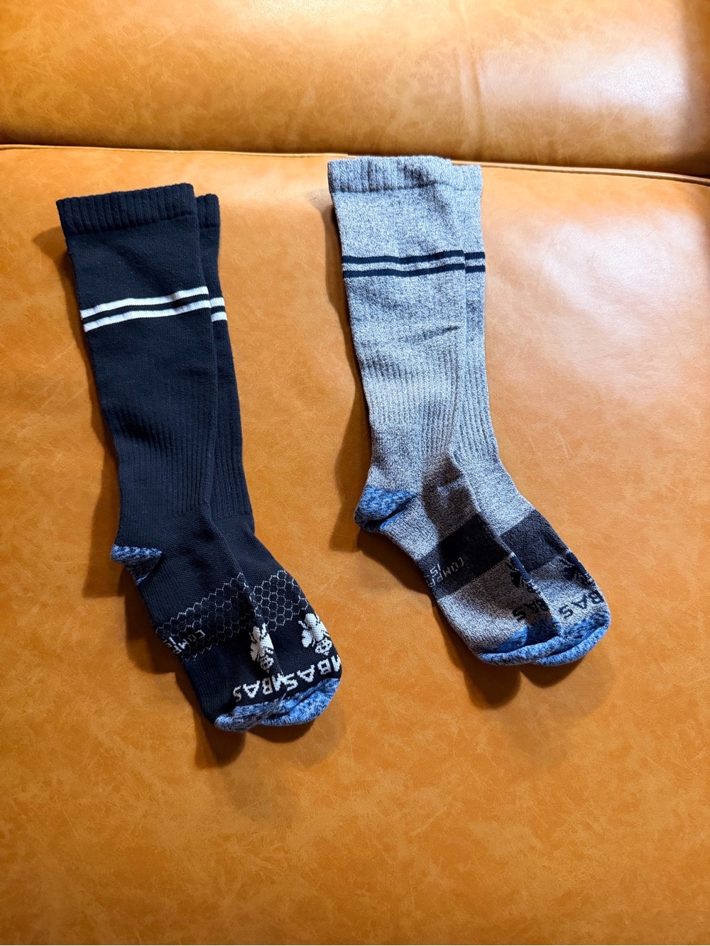 Bombas Breathable Compression Crew Socks - Black & Gray - 2 Pair